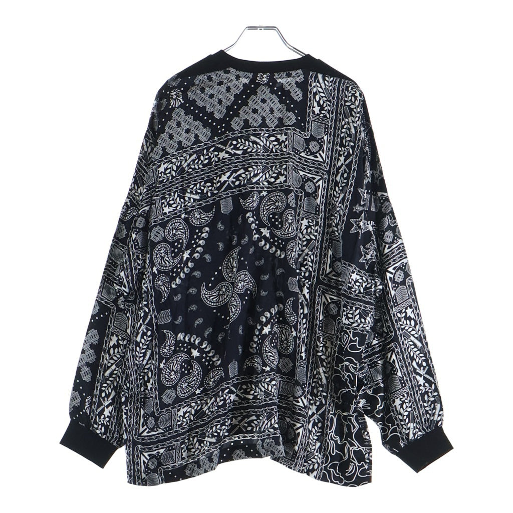 A BATHING APE(アベイシングエイプ) ベイプブラック ペイズリー柄 シルク クルーネック 長袖ポケットTシャツ ブラック BBKLTTE2114MG