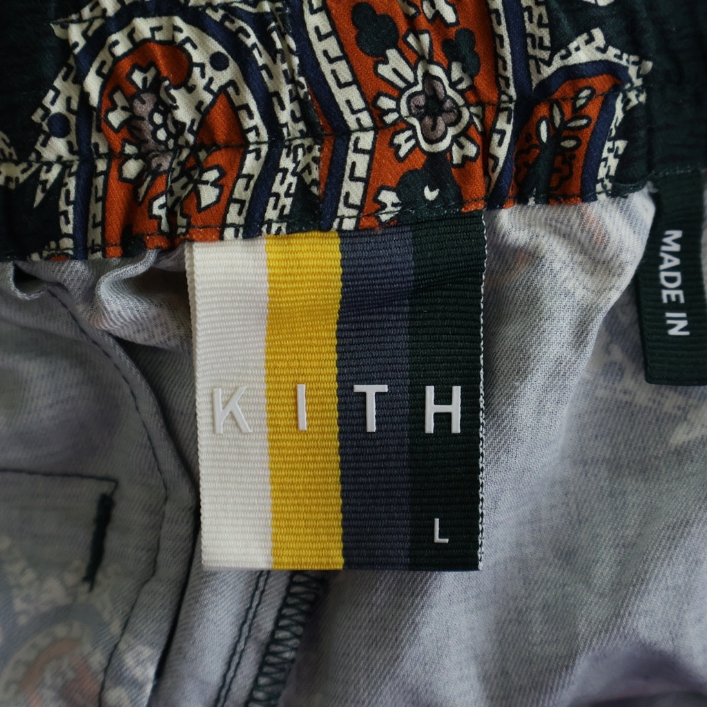 KITH(キス) 21SS Silk Cotton Printed Active Shorts ペイズリー柄 シルクショーツ ハーフパンツ グリーン 21-032-060-0012-2-0