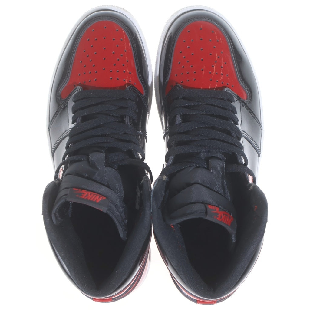NIKE(ナイキ) AIR JORDAN 1 RETRO HIGH OG BRED PATENT エアジョーダン1 レトロ ブレッド パテント ハイカットスニーカー ブラック/レッド US10.5/28.5cm 555088-063
