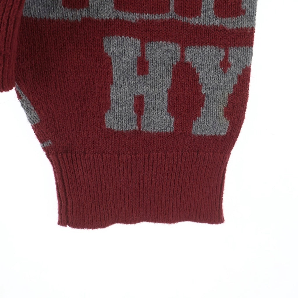 HYSTERIC GLAMOUR(ヒステリックグラマー) ロゴ刺繍 総柄 ニット カーディガン レッド 2ND-2670