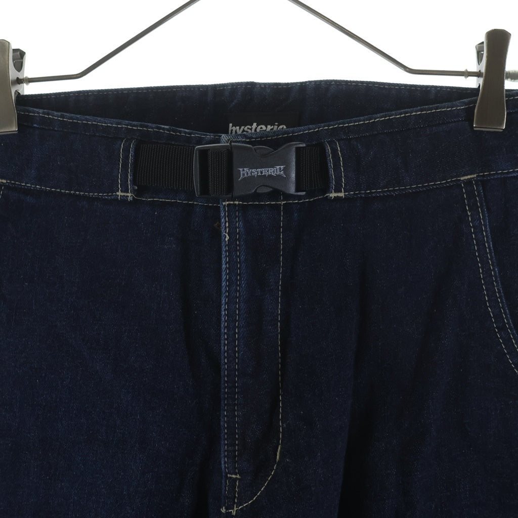 HYSTERIC GLAMOUR(ヒステリックグラマー) アジャスター付き ジッパーフライ デニム切替 ワイド バギーパンツ インディゴ 2AP-2095