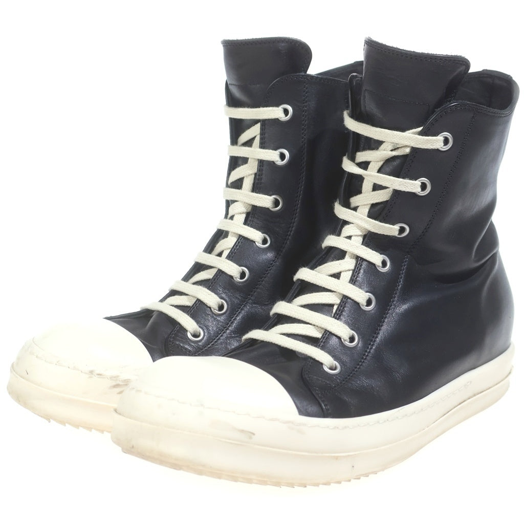 Rick Owens(リックオウエンス) 26SS SNEAKERS ラモーンズ カーフレザー ハイカット スニーカー ブラック/ホワイト RU02D6890LOO