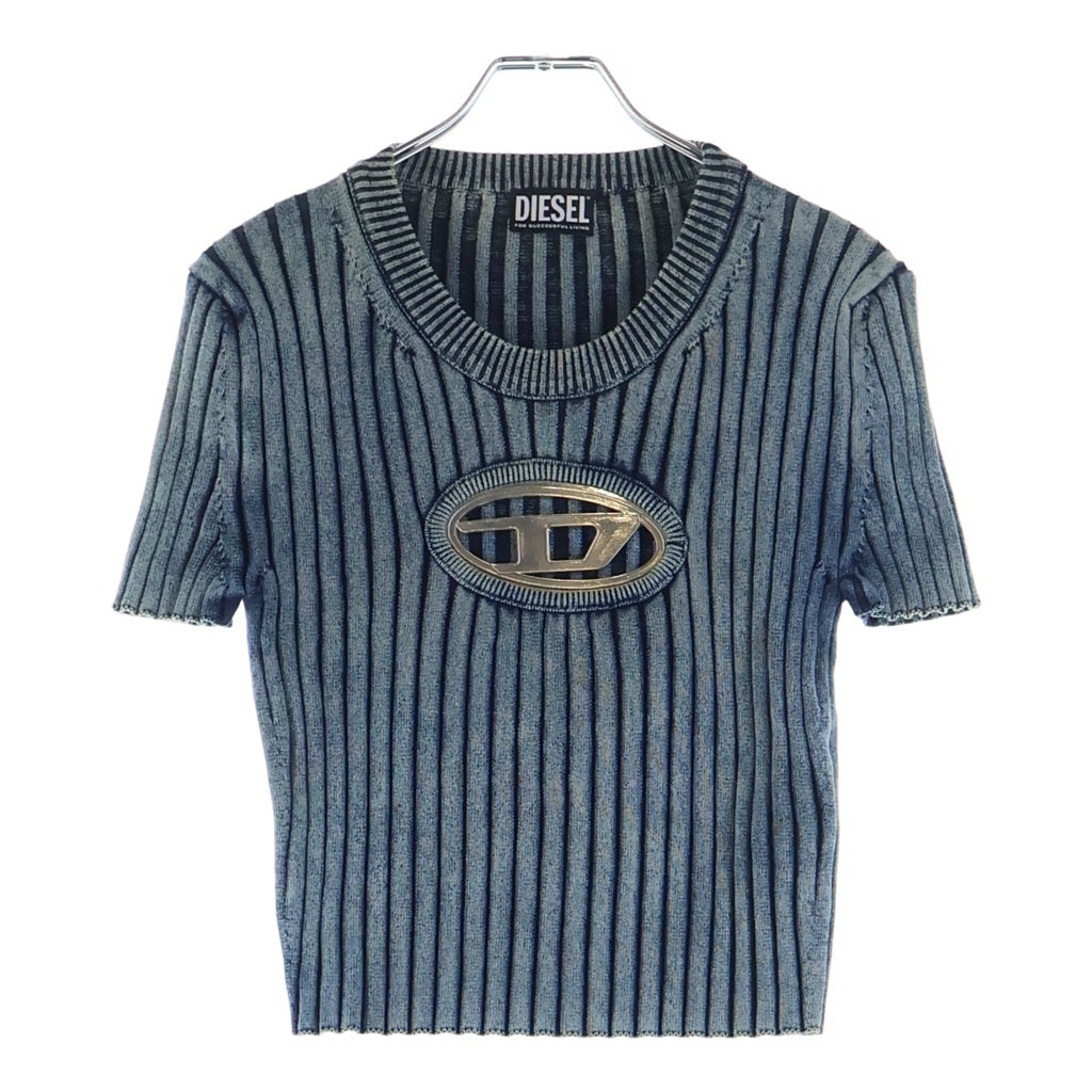 DIESEL(ディーゼル) 23SS M-ANAHEIM メタルロゴプレート ショート ニットセーター インディゴ A05767 レディース