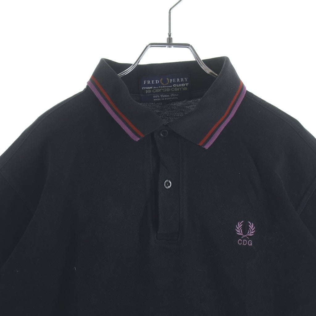 FRED PERRY(フレッドペリー) ×COMME des GARCONS コムデギャルソン CDGロゴ刺繍 半袖ポロシャツ ブラック W13313