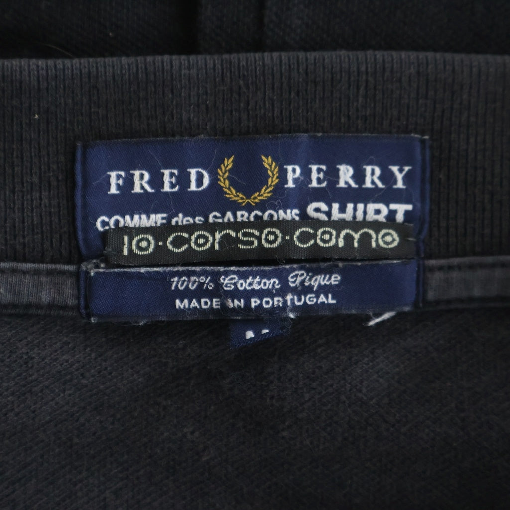 FRED PERRY(フレッドペリー) ×COMME des GARCONS コムデギャルソン CDGロゴ刺繍 半袖ポロシャツ ブラック W13313