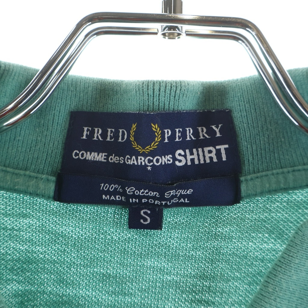 FRED PERRY(フレッドペリー) ×COMME des GARCONS コムデギャルソン CDGロゴ刺繍 半袖ポロシャツ グリーン S16303