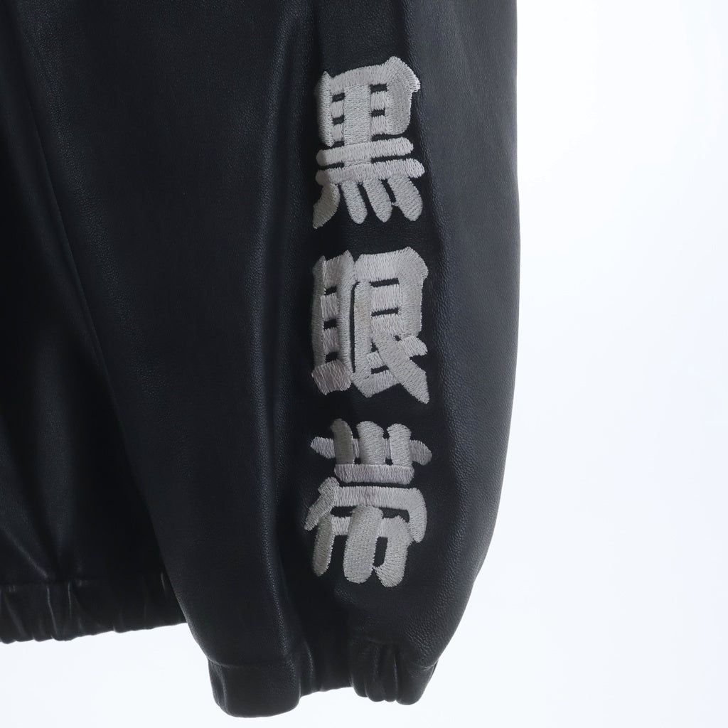 WACKO MARIA(ワコマリア) 22AW ×THE BLACK EYE PATCH Leather Bomber Jacket ザ ブラック アイパッチ ロゴ刺繍 ジップアップ レザー ボンバージャケット ブラック