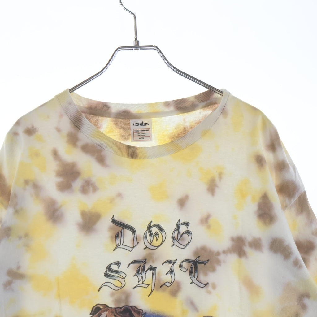 NO BRAND(ノーブランド) exodus brand(エクソダスブランド) DOGSHIT TIE DYE LONGSLEEVE T SHIRT ドッグシット フロントプリント タイダイ 長袖 Tシャツ カットソー マルチ