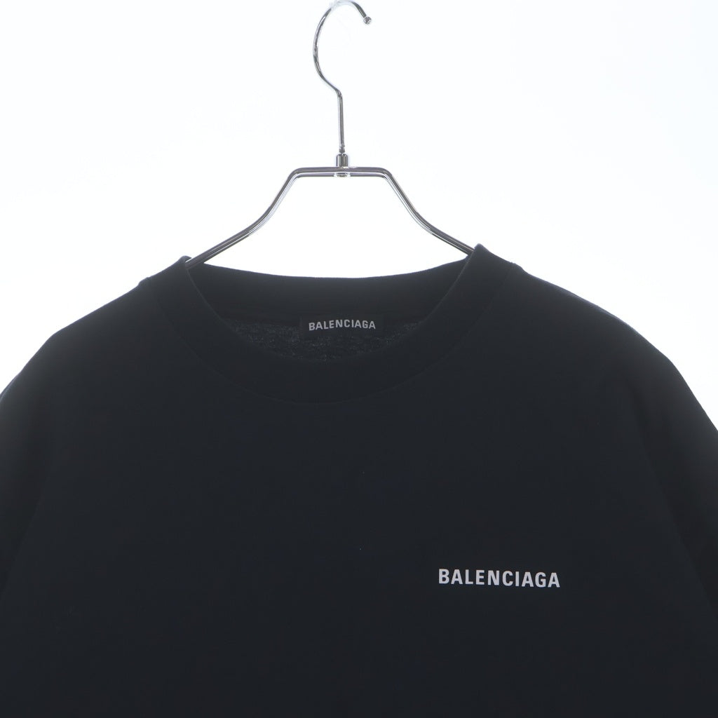 BALENCIAGA(バレンシアガ) Logo Print Tee 両面ロゴプリント クルーネック 半袖Tシャツ カットソー ブラック 612966 TIVG5