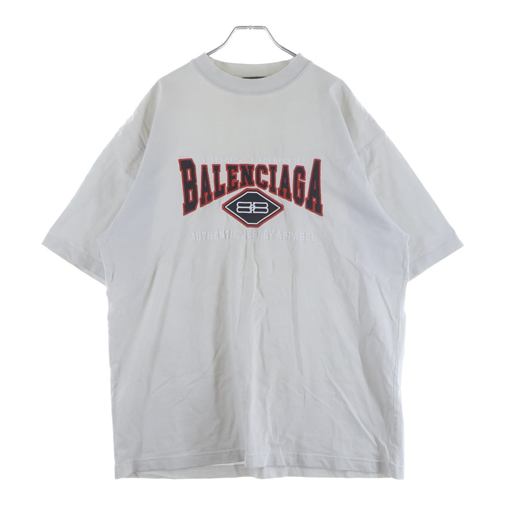 BALENCIAGA(バレンシアガ) 22SS Authentic Tee フロントロゴ エンブロイダリー クルーネック 半袖Tシャツ カットソー グレー 641675 TMVA9