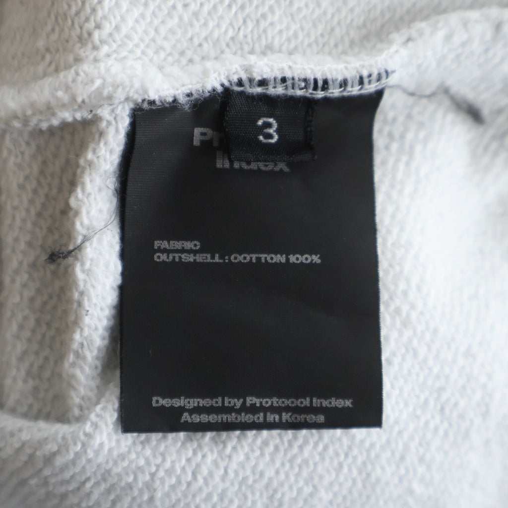 NO BRAND(ノーブランド) Protocol Index Buttivore Sweatshirts Zip Hoodie protoword プロトコルインデックス 袖切替 スウェットシャツ ジップ フーディ グレー