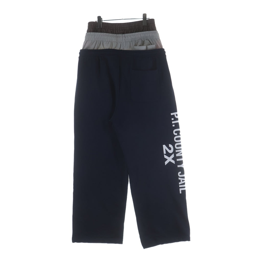 NO BRAND(ノーブランド) Protocol Index LAYERED TRACK PANTS プロトコル インデックス レイヤードトラックパンツ ネイビー