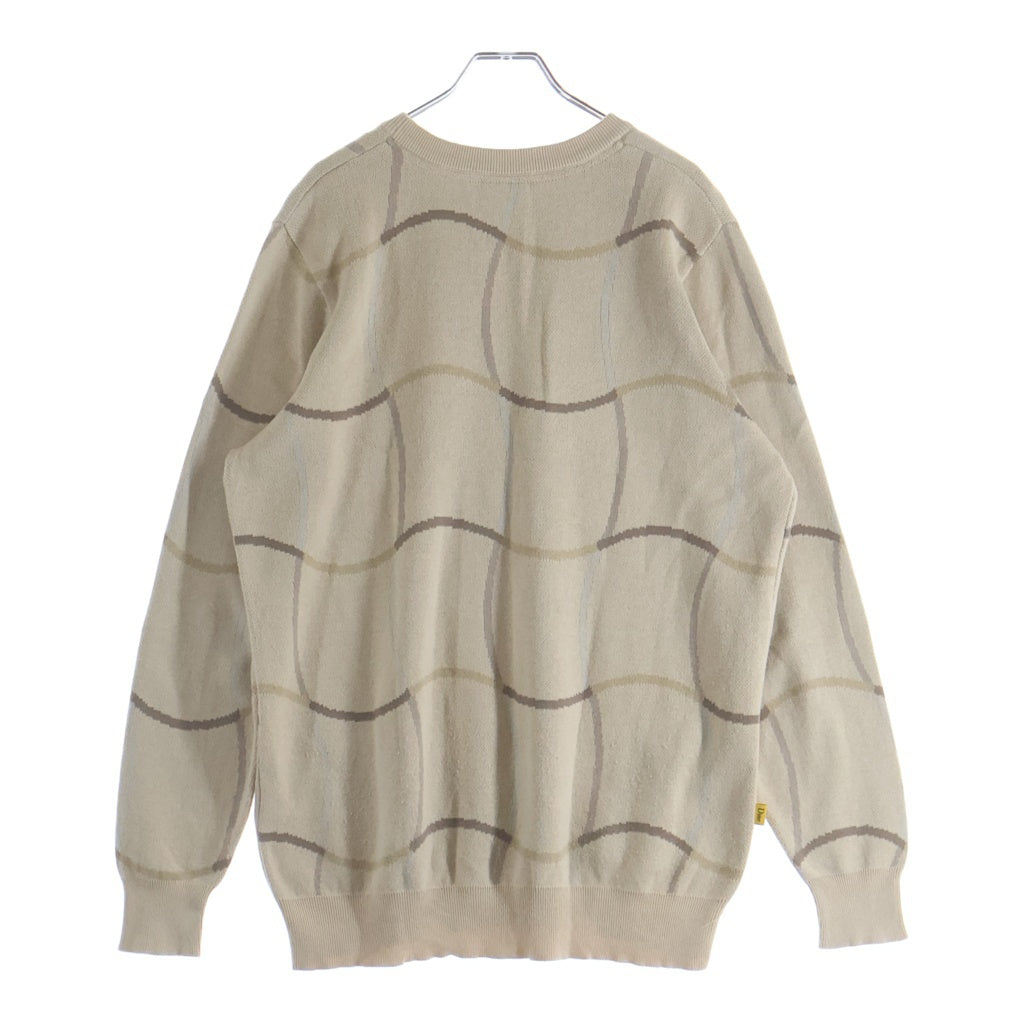 Dime(ダイム) Wave Knit Sweat ウェーブ総柄 ニット スウェット トレーナー ベージュ CA59648