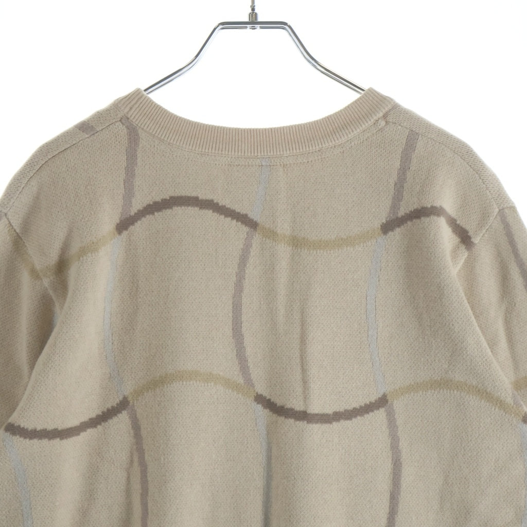 Dime(ダイム) Wave Knit Sweat ウェーブ総柄 ニット スウェット トレーナー ベージュ CA59648