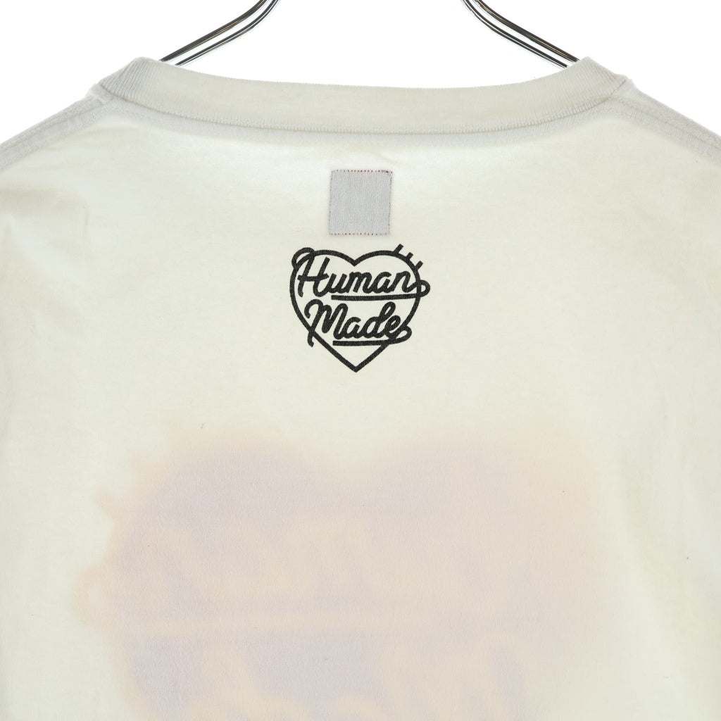 HUMAN MADE(ヒューマンメイド) フロント ハートロゴグラフィック プリント クルーネック 長袖 ロングスリーブTシャツ カットソー ホワイト
