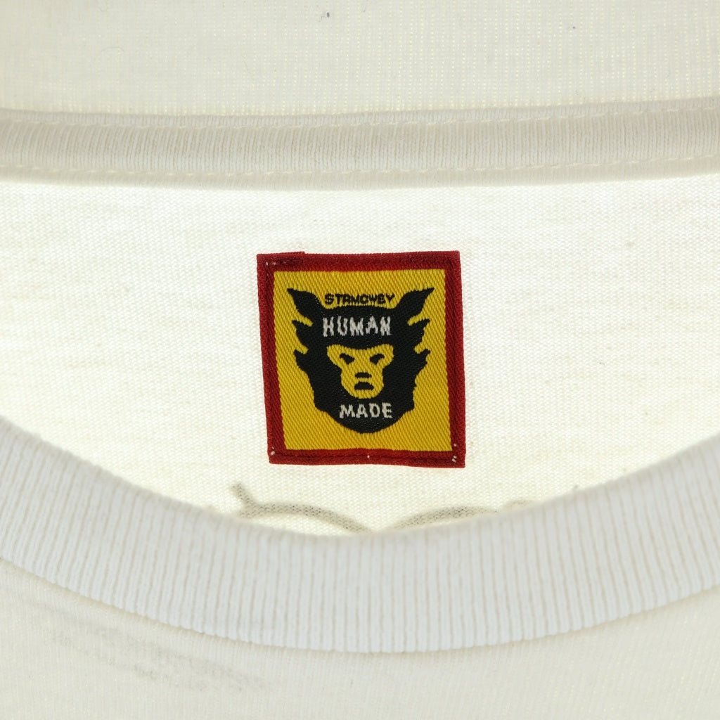 HUMAN MADE(ヒューマンメイド) フロント ハートロゴグラフィック プリント クルーネック 長袖 ロングスリーブTシャツ カットソー ホワイト