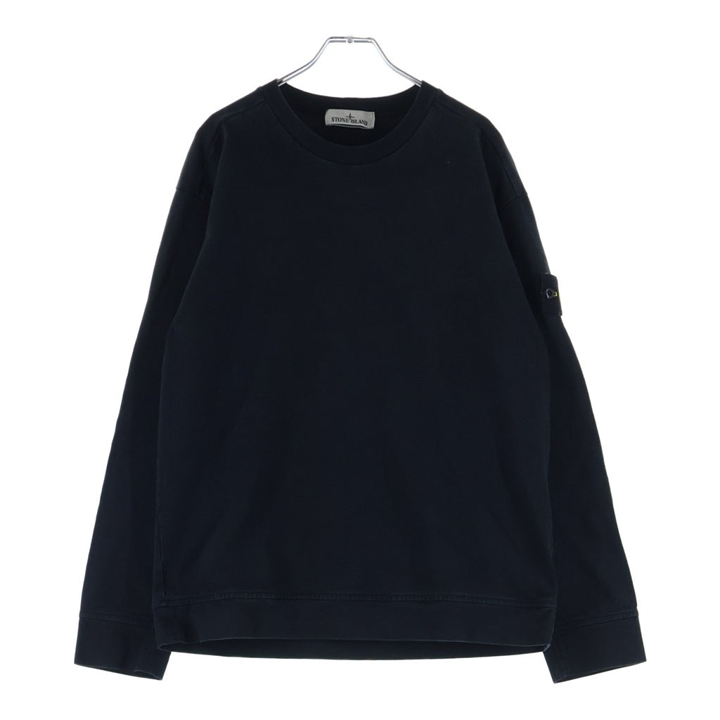 STONE ISLAND(ストーンアイランド) GARMENT DYED ガーメントダイ ワッペンロゴ付き クルーネック スウェットトレーナー ブラック 791563750