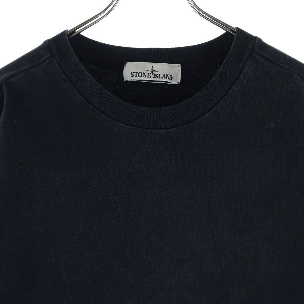 STONE ISLAND(ストーンアイランド) GARMENT DYED ガーメントダイ ワッペンロゴ付き クルーネック スウェットトレーナー ブラック 791563750