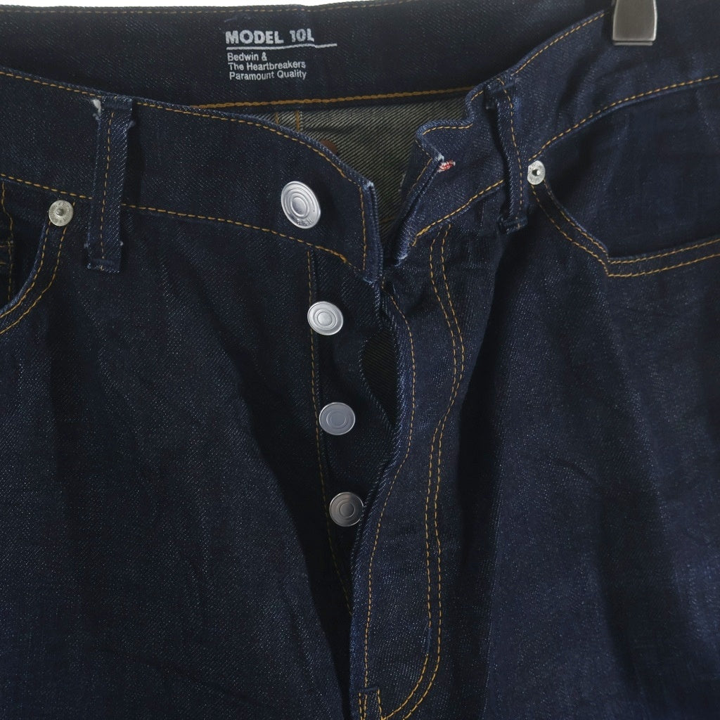 BEDWIN & THE HEARTBREAKERS(ベドウィンアンドザハートブレーカーズ) MODEL 10L THUNDERS DENIM PANTS サンダーズ ボタンフライ ストレートデニムパンツ ジーンズ インディゴブラック