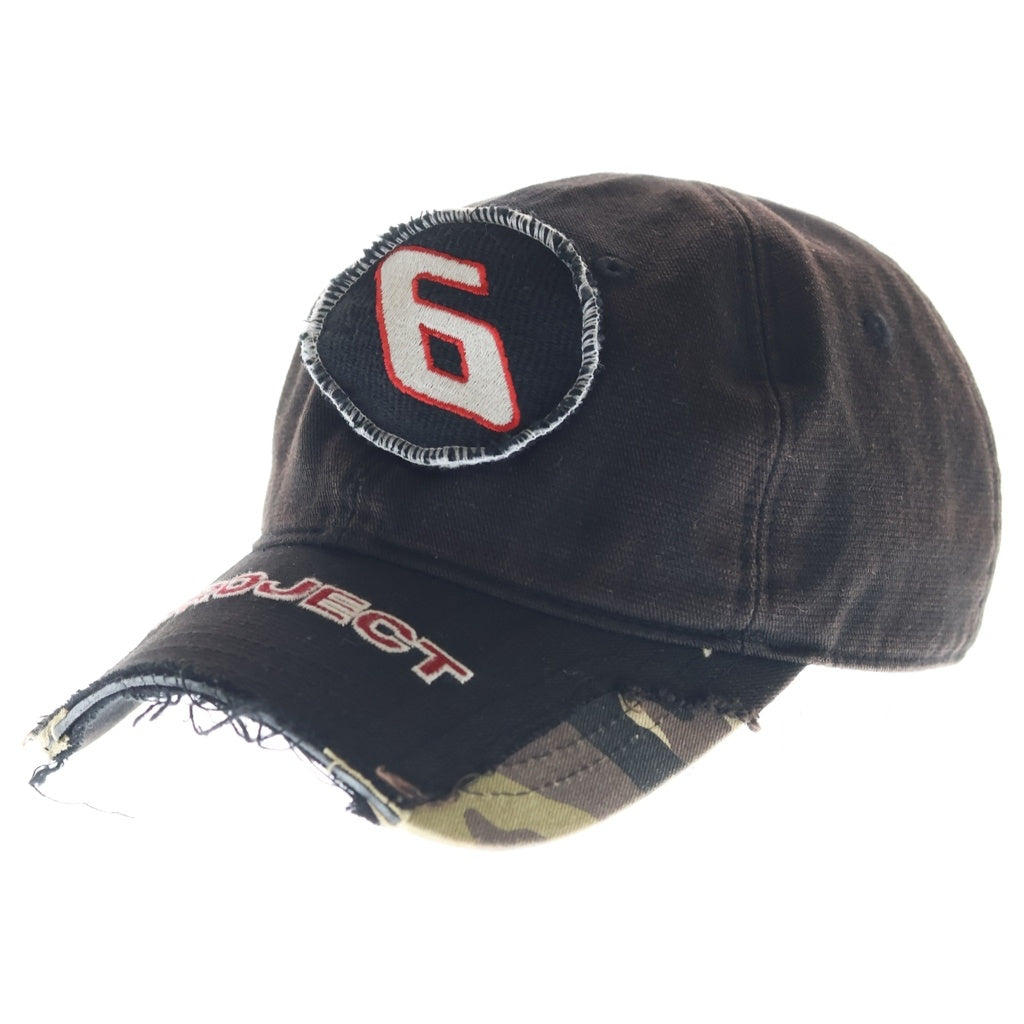 PROJECT G/R(プロジェクトジーアール) DECONSTRUCTED CAP ダメージ加工 ロゴ刺繍 6パネル ベースボールキャップ ブラック