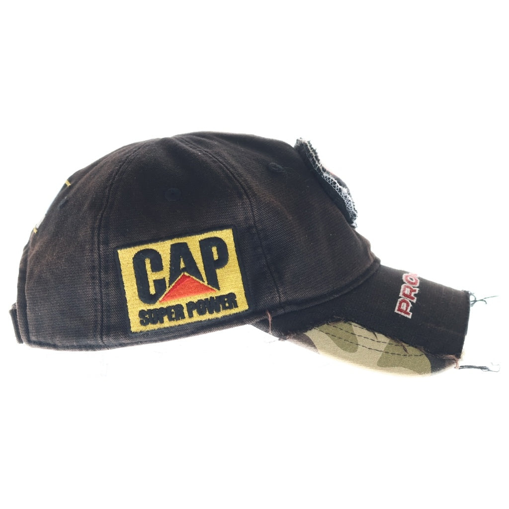 PROJECT G/R(プロジェクトジーアール) DECONSTRUCTED CAP ダメージ加工 ロゴ刺繍 6パネル ベースボールキャップ ブラック