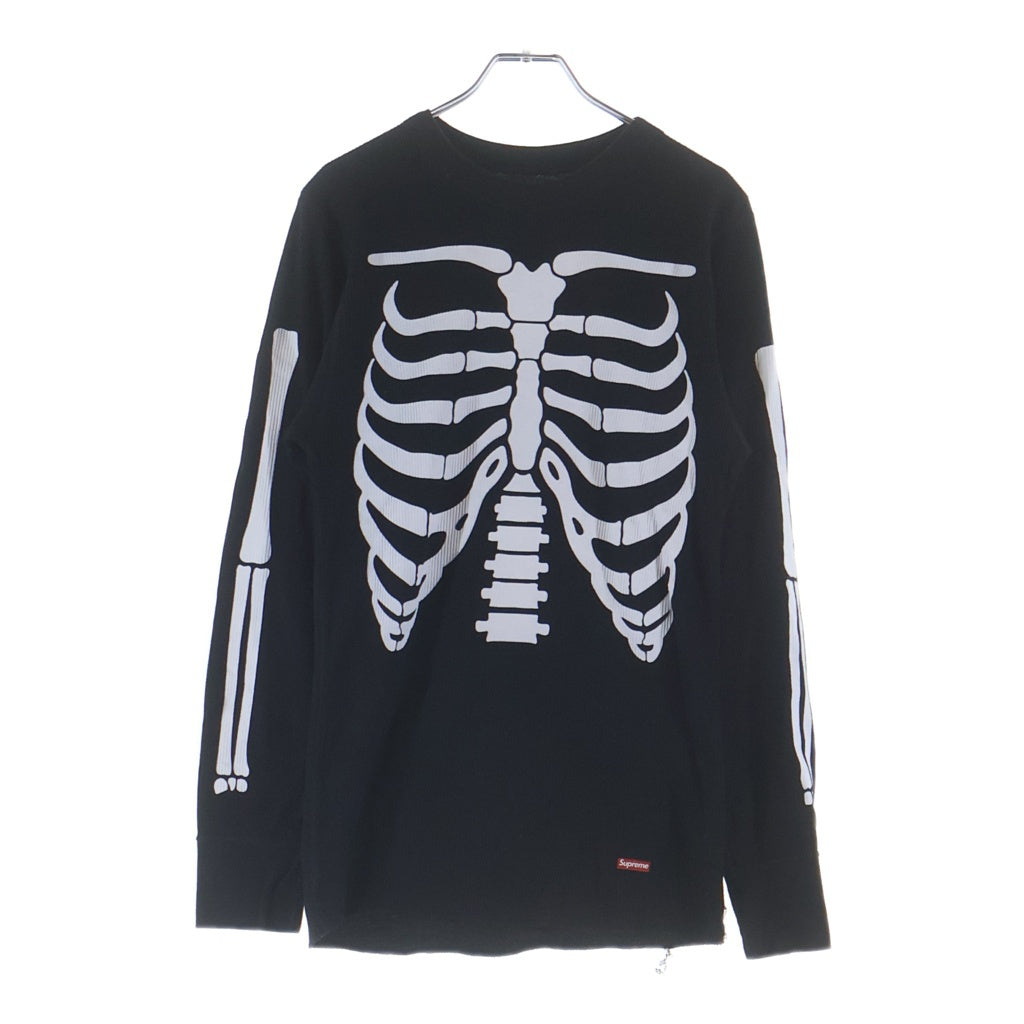 SUPREME(シュプリーム) 24AW ×Hanes Bones Thermal Crew ヘインズ ボーンズサーマルクルー フロントプリント 長袖Tシャツ カットソー ブラック