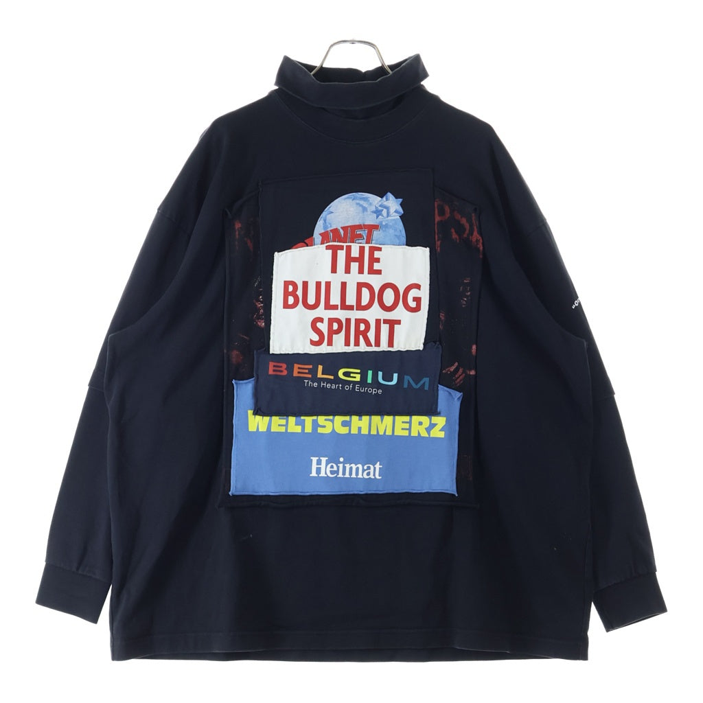 VETEMENTS(ヴェトモン) 18AW パッチワーク タートルネック 長袖Tシャツ カットソー ブラック MAH19TR207