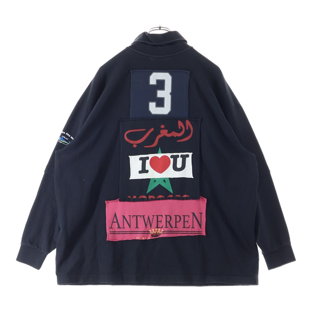 VETEMENTS(ヴェトモン) 18AW パッチワーク タートルネック 長袖Tシャツ カットソー ブラック MAH19TR207