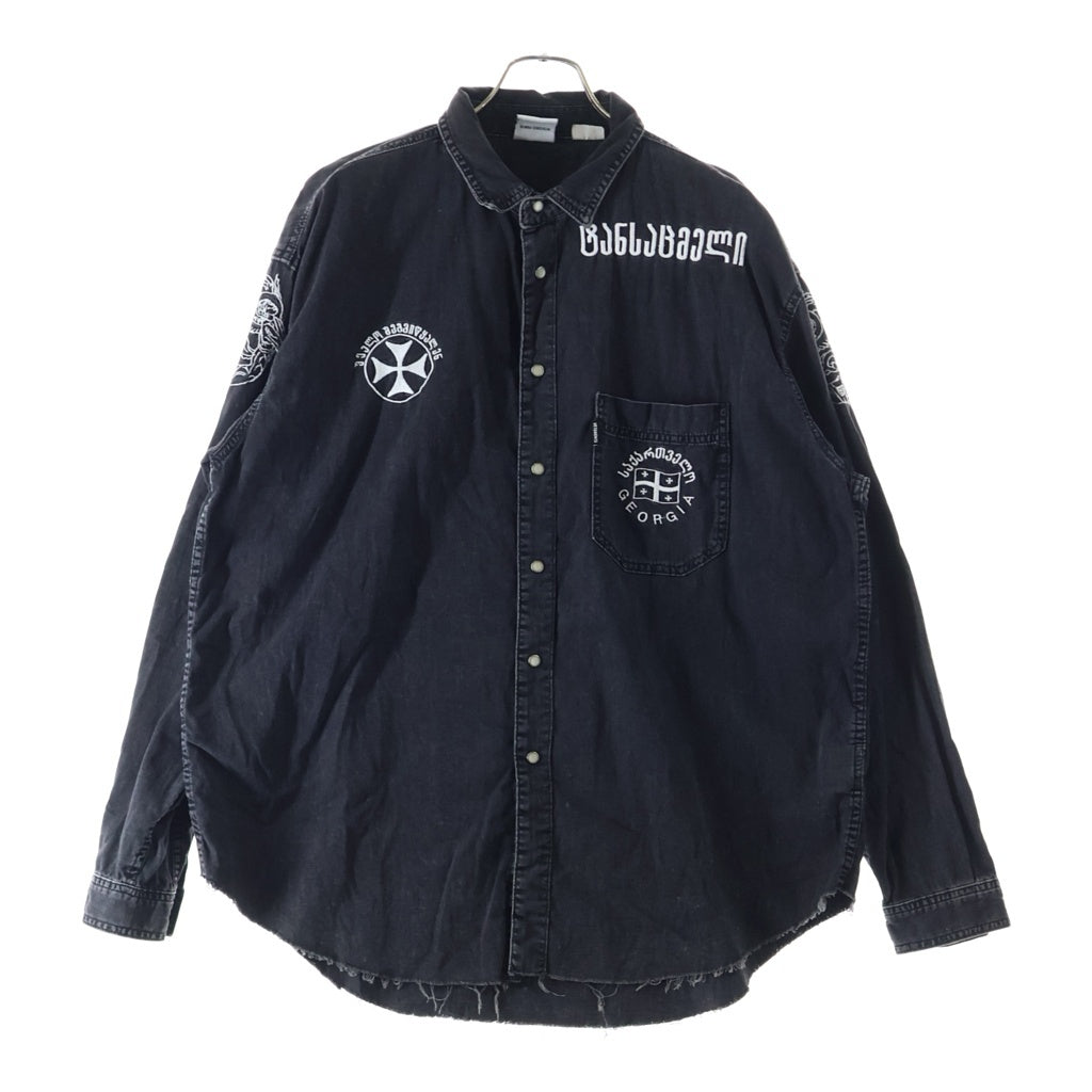 VETEMENTS(ヴェトモン) 19SS × Levi's マルチモチーフ エンブロイダリー ウエスタン長袖シャツ ブラック USS196010