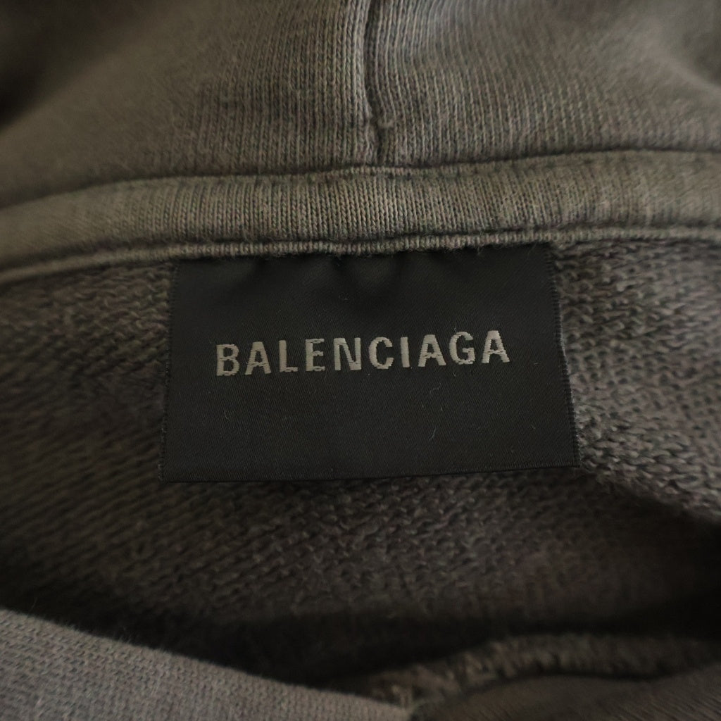 BALENCIAGA(バレンシアガ) 23AW バックロゴ ピグメントダイ プルオーバーパーカー フーディー グレー 600583 TNVH1