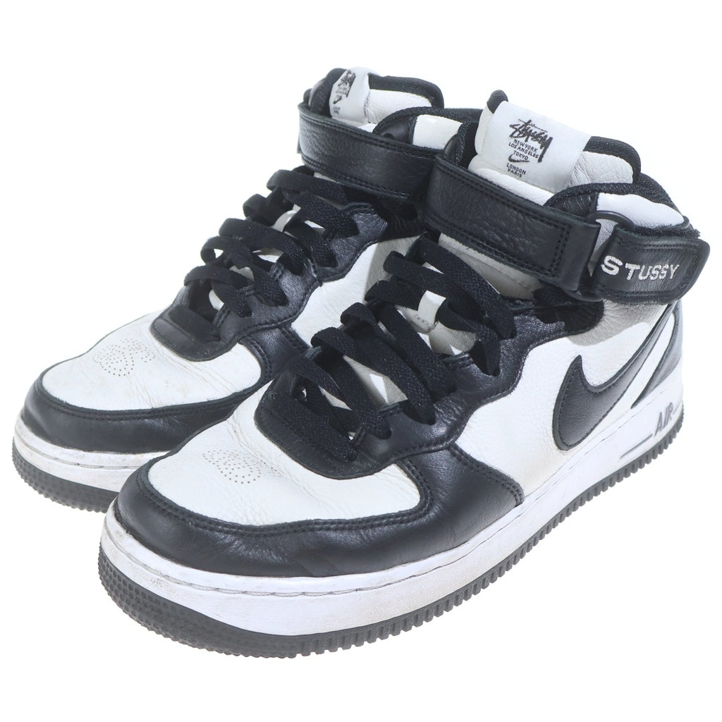 NIKE(ナイキ) ×STUSSY AIR FORCE 1 MID ステューシー エアフォース1 ミッドカットスニーカー ホワイト/ブラック US8/26cm DJ7840-002