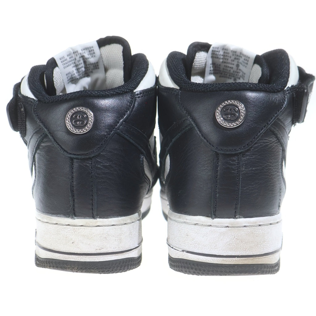 NIKE(ナイキ) ×STUSSY AIR FORCE 1 MID ステューシー エアフォース1 ミッドカットスニーカー ホワイト/ブラック US8/26cm DJ7840-002