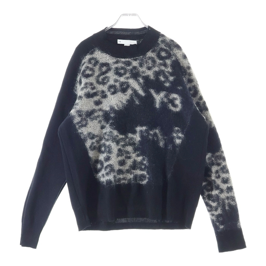 Y-3(ワイスリー) U Leopard Knit Crew Sweat レオパード モヘヤ ニット スウェット ブラック