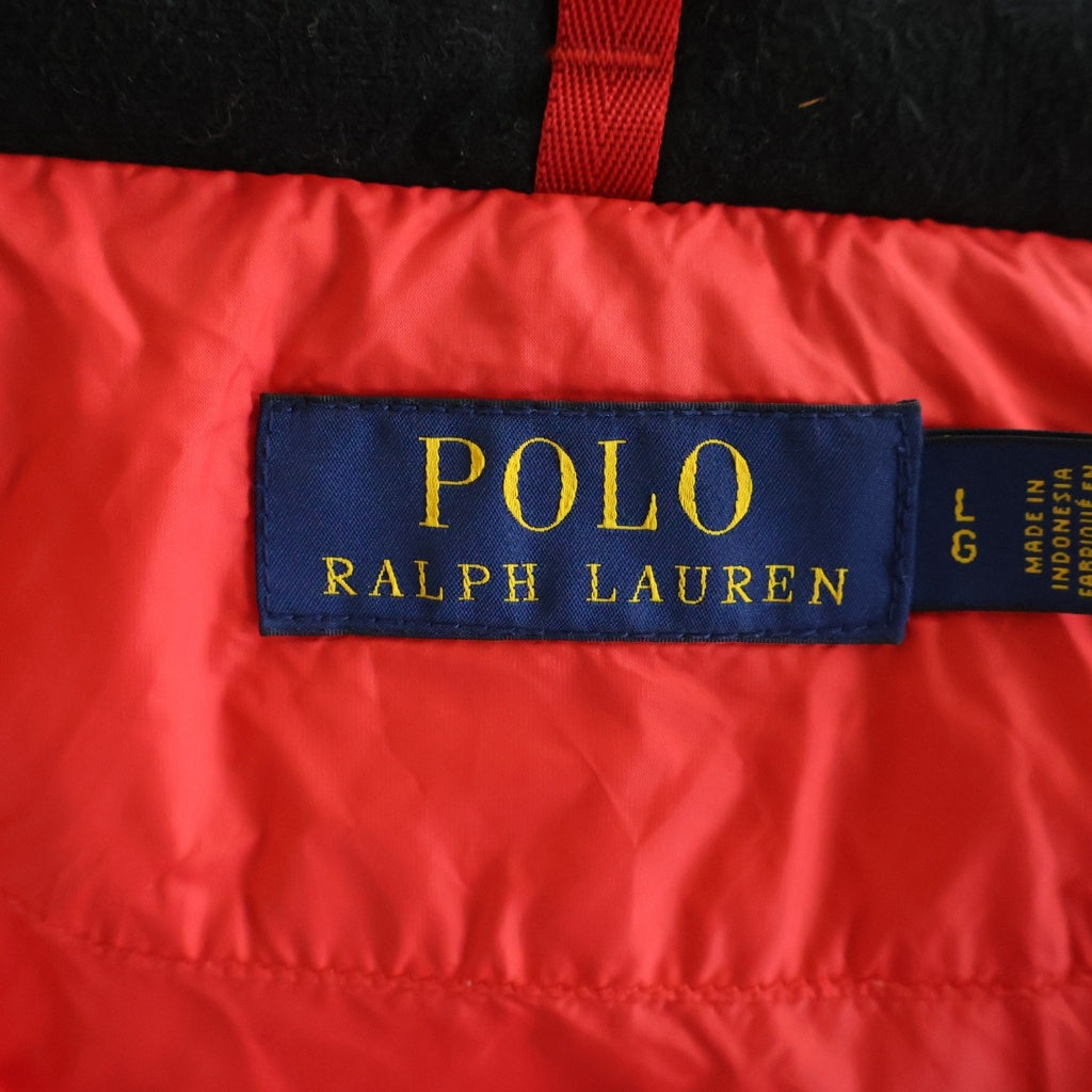 POLO RALPH LAUREN(ポロラルフローレン) フロントビッグポニー刺繍 ナイロン ダウンジャケット ブラック/レッド
