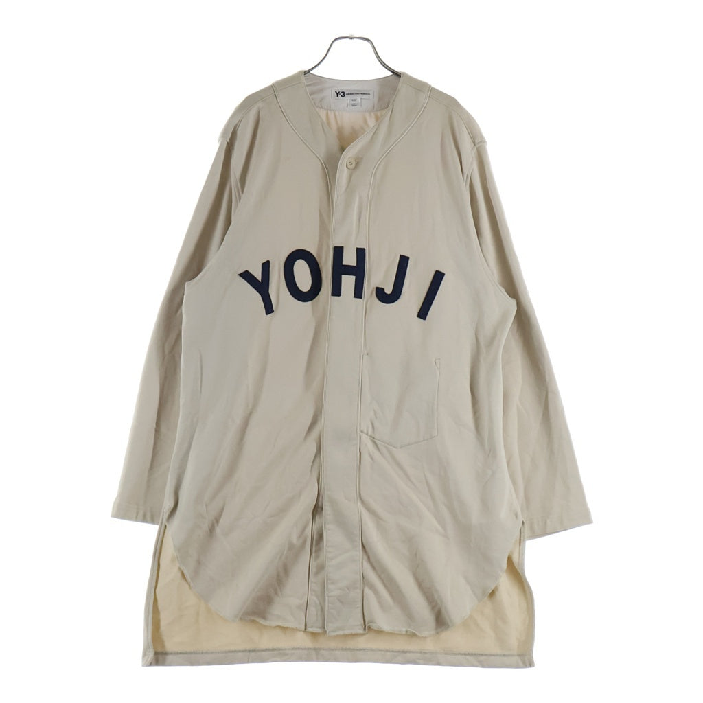 Y-3(ワイスリー) M FT YOHJI LETTERS BASEBALL SHIRT レターズベースボールシャツ フロントロゴ刺繍 長袖シャツ ベージュ FJ0435