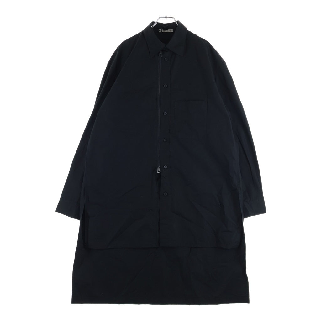 Y-3(ワイスリー) 20SS U CRFT GRAPHIC LONG SHIRT ユー・クラフト・グラフィック・ロングシャツ バックロゴ刺繍 長袖ロングシャツ コート ブラック FS3458