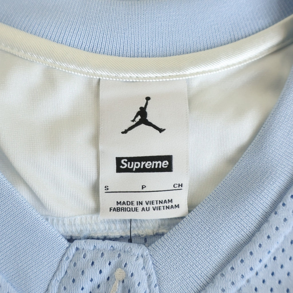 SUPREME(シュプリーム) 26SS ×Jordan Warm Up Jersey ジョーダン ウォームアップジャージ 両面刺繍 メッシュ 半袖Tシャツ カットソー ライトブルー