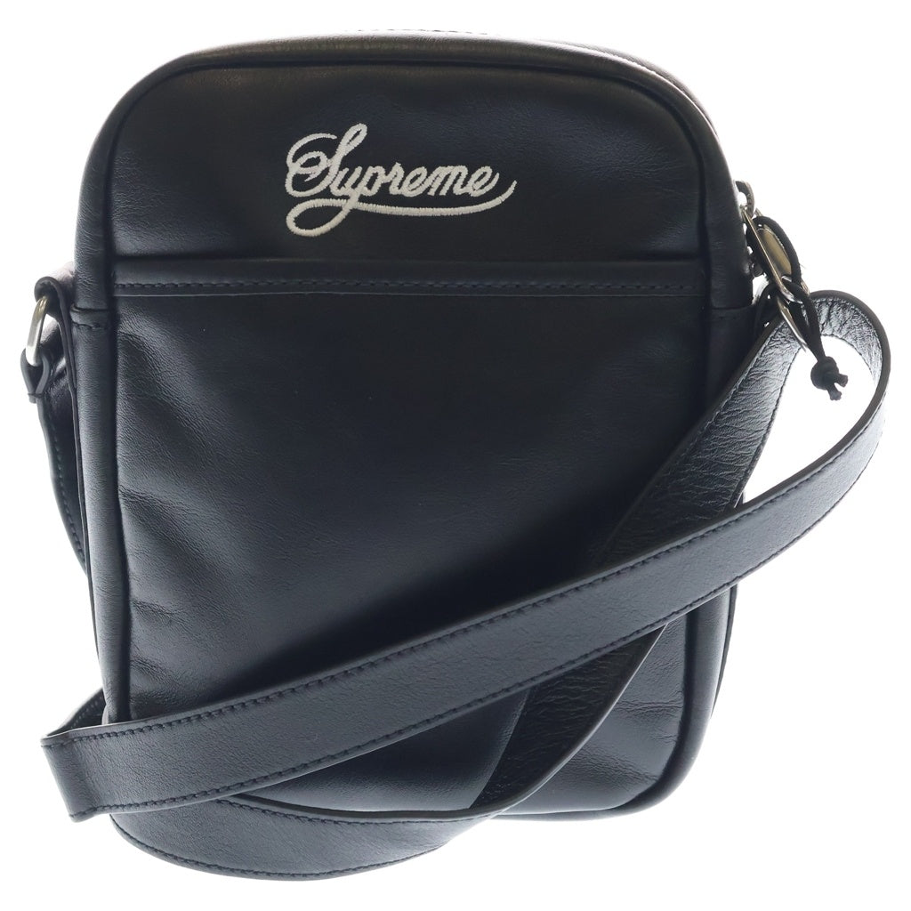 SUPREME(シュプリーム) 25SS ×NIKE Leather Shoulder Bag ナイキ ロゴ刺繍 レザーショルダーバッグ ブラック