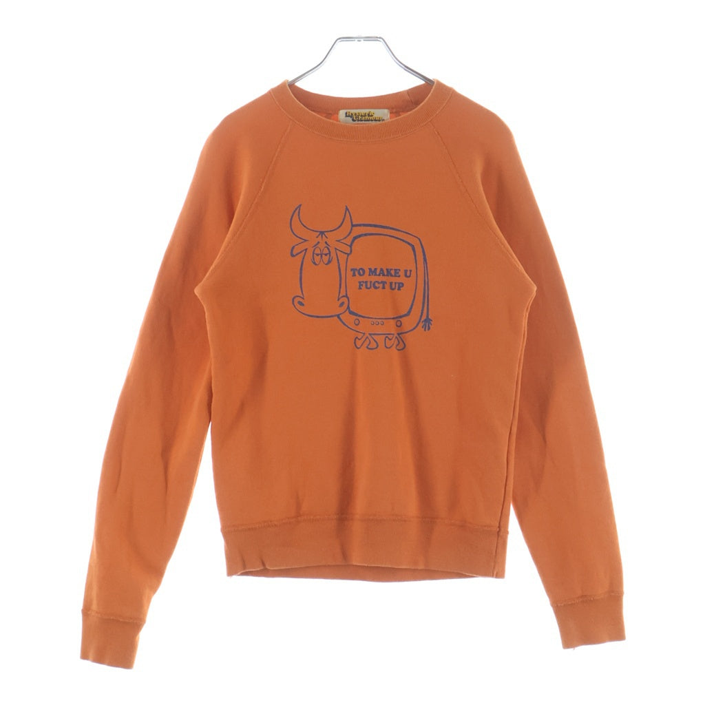 HYSTERIC GLAMOUR(ヒステリックグラマー) Fuck Up TV Graphic Sweat Shirt ファックアップ グラフィック クルーネック スウェットシャツ オレンジ レディース