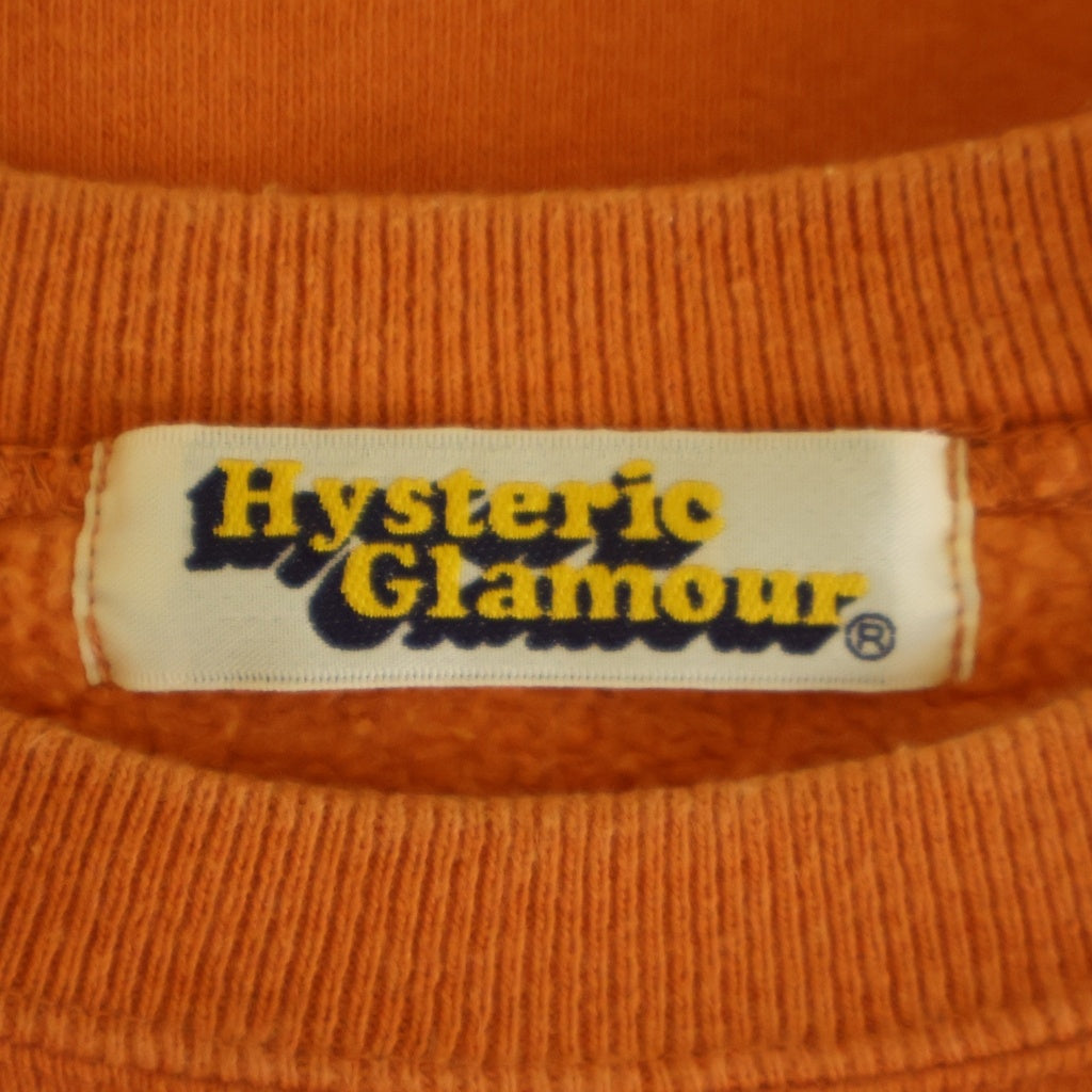 HYSTERIC GLAMOUR(ヒステリックグラマー) Fuck Up TV Graphic Sweat Shirt ファックアップ グラフィック クルーネック スウェットシャツ オレンジ レディース