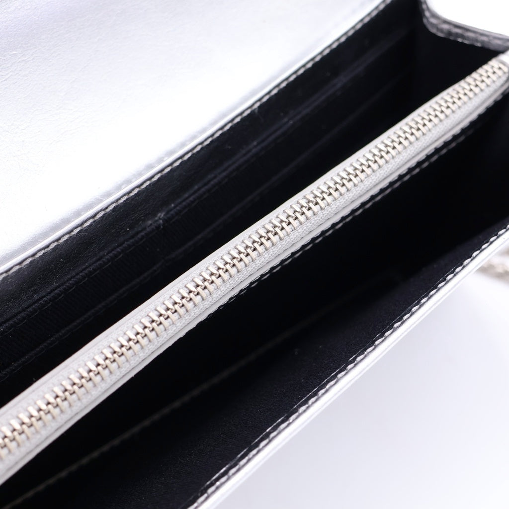 Vivienne Westwood(ヴィヴィアンウエストウッド) Metalic Leather Wallet Bag メタリック レザー ウォレット ショルダー バッグ シルバー