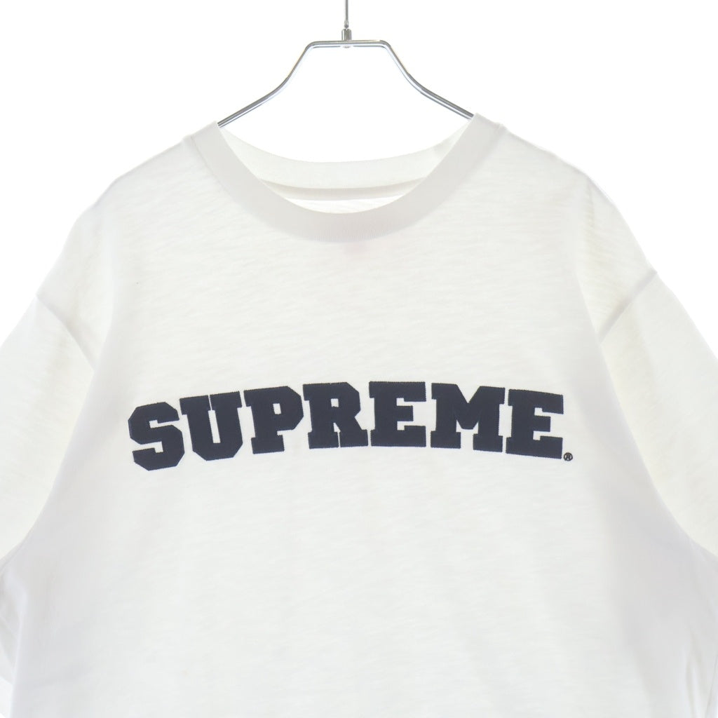 SUPREME(シュプリーム) 23AW Collegiate S/S Top カレジエイト フロントロゴ刺繍 半袖Tシャツ カットソー ホワイト