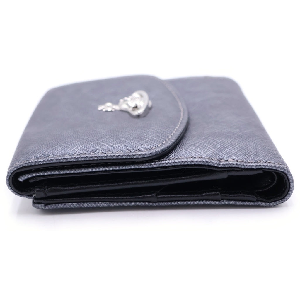 Vivienne Westwood(ヴィヴィアンウエストウッド) VICTORIA ORB SAFFIANO LEATHER COMPACT WALLET ヴィクトリアオーブ サフィアーノレザー コンパクトウォレット シルバー
