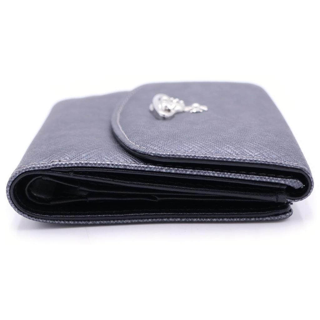 Vivienne Westwood(ヴィヴィアンウエストウッド) VICTORIA ORB SAFFIANO LEATHER COMPACT WALLET ヴィクトリアオーブ サフィアーノレザー コンパクトウォレット シルバー