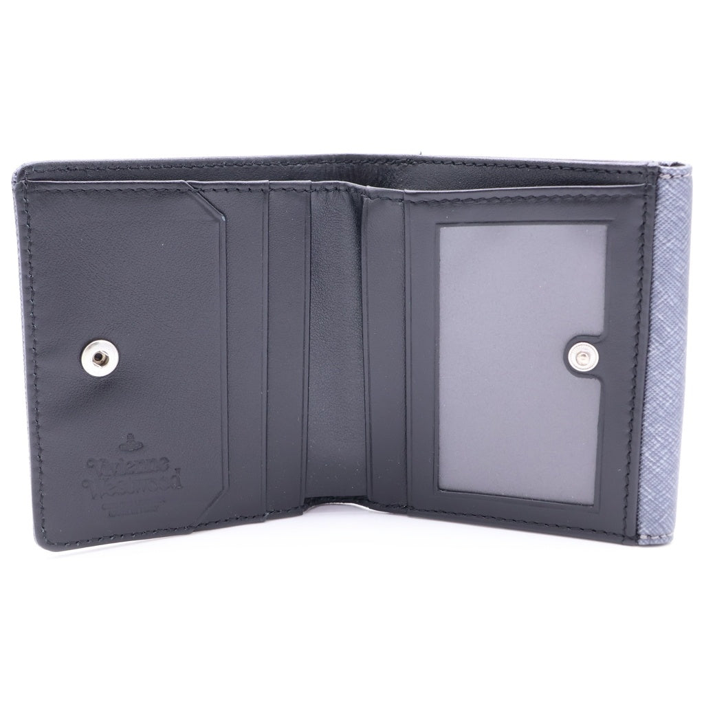 Vivienne Westwood(ヴィヴィアンウエストウッド) VICTORIA ORB SAFFIANO LEATHER COMPACT WALLET ヴィクトリアオーブ サフィアーノレザー コンパクトウォレット シルバー
