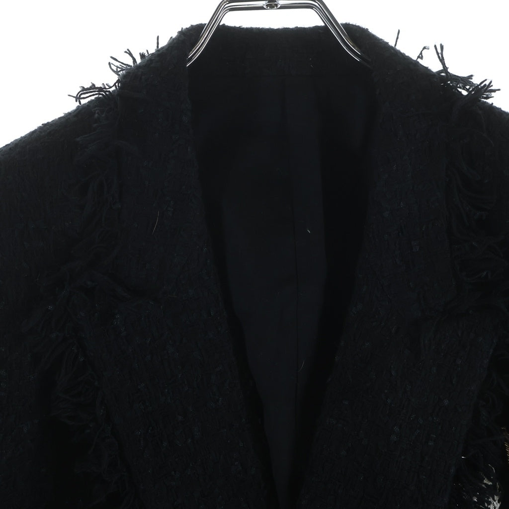 BALMAIN(バルマン) Logo Patch Tweed Blazer ロゴワッペン ツイード 袖チェーン装飾 ブレザー ジャケット ブラック S8H7010T338B
