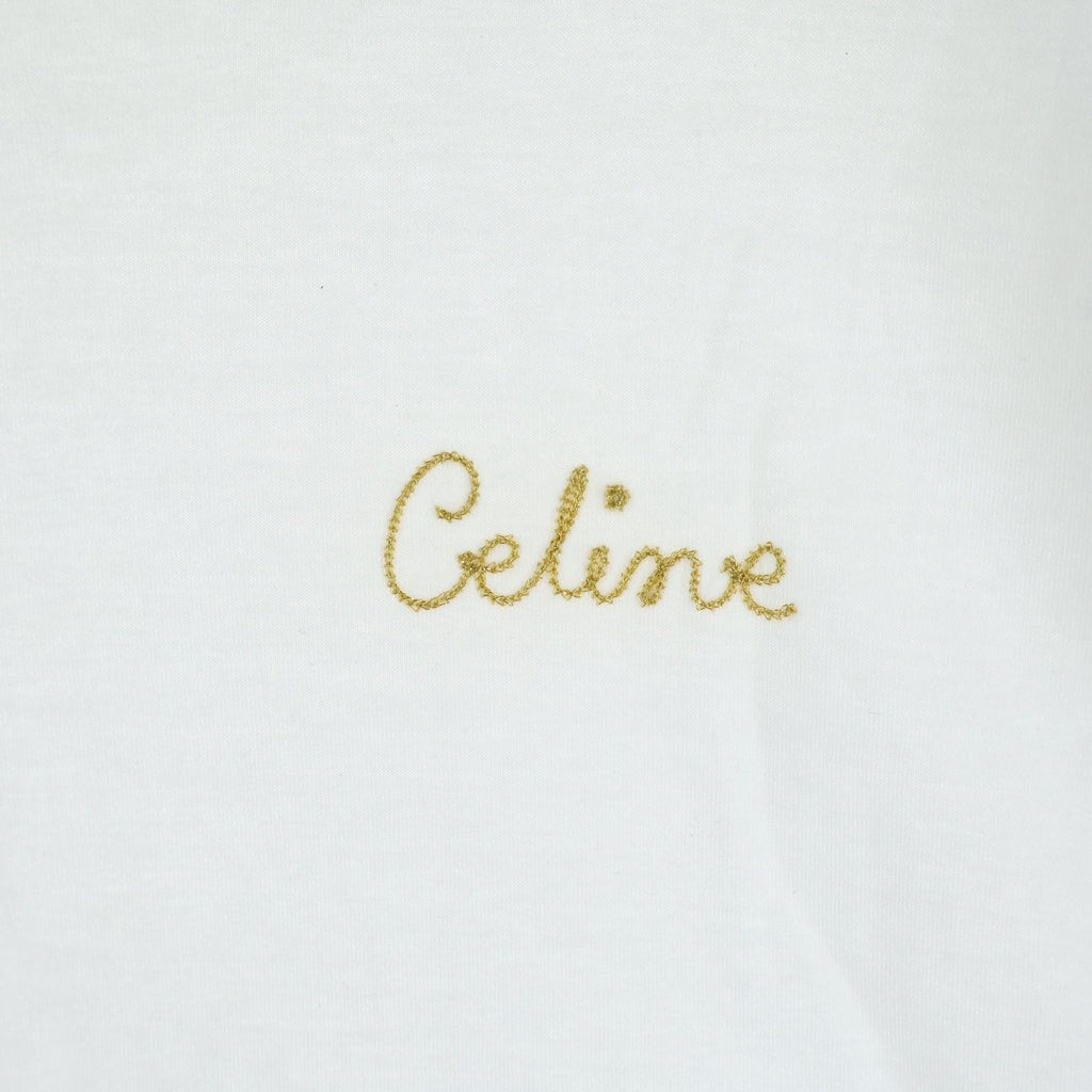 CELINE(セリーヌ) EMBROIDERED T-SHIRT フロントロゴ刺繍 コットン 半袖Tシャツ カットソー ホワイト 2X351671Q レディース