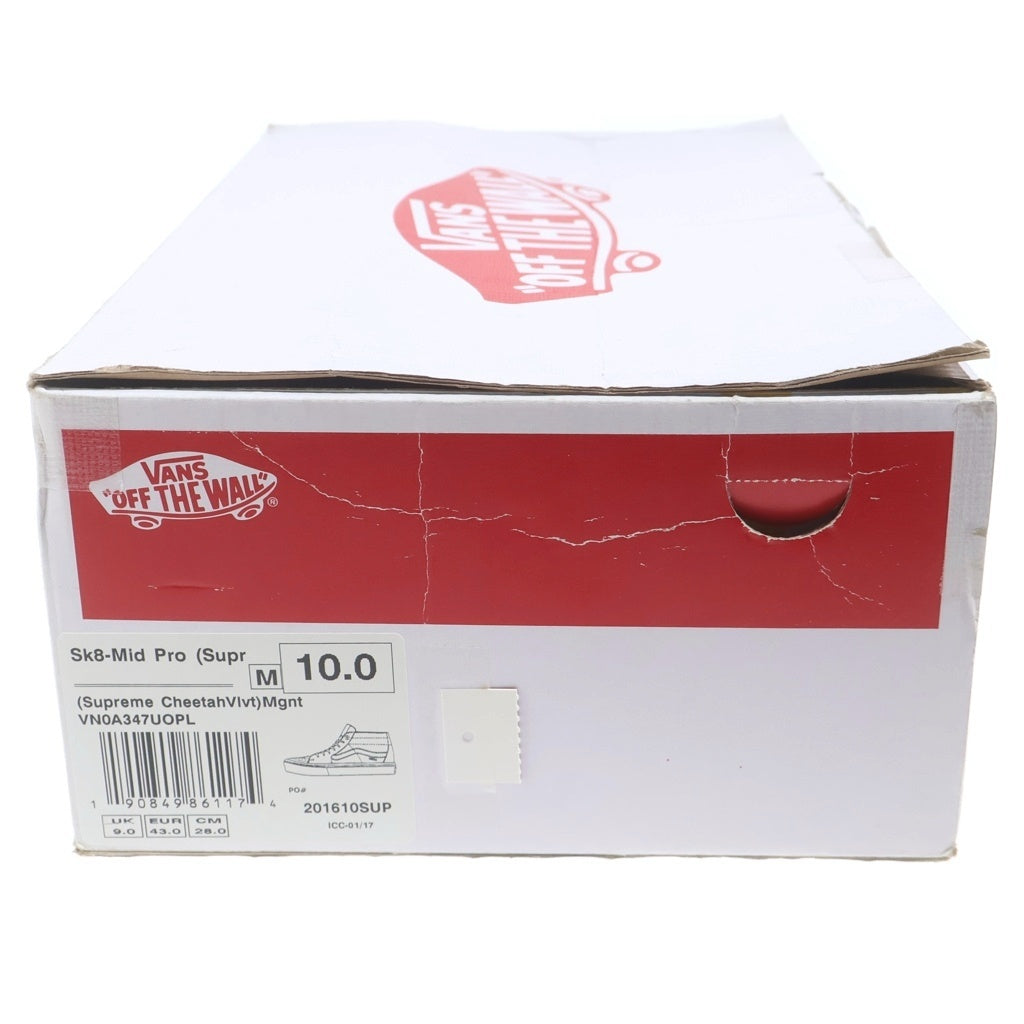 SUPREME(シュプリーム) 17SS ×VANS Sk8 Mid Velvet Leopard Magenta バンズ スケート ベルベット レオパード マゼンタ ミッドカットスニーカー ブラウン/ピンク US10/28cm VN0A347UOPL