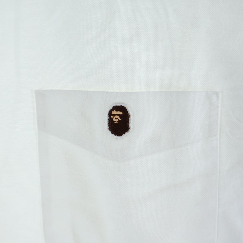 A BATHING APE(アベイシングエイプ) OXFORD BD Shirts カモフラ切替 コットン 長袖シャツ ホワイト/ブラック 001SHB701002X