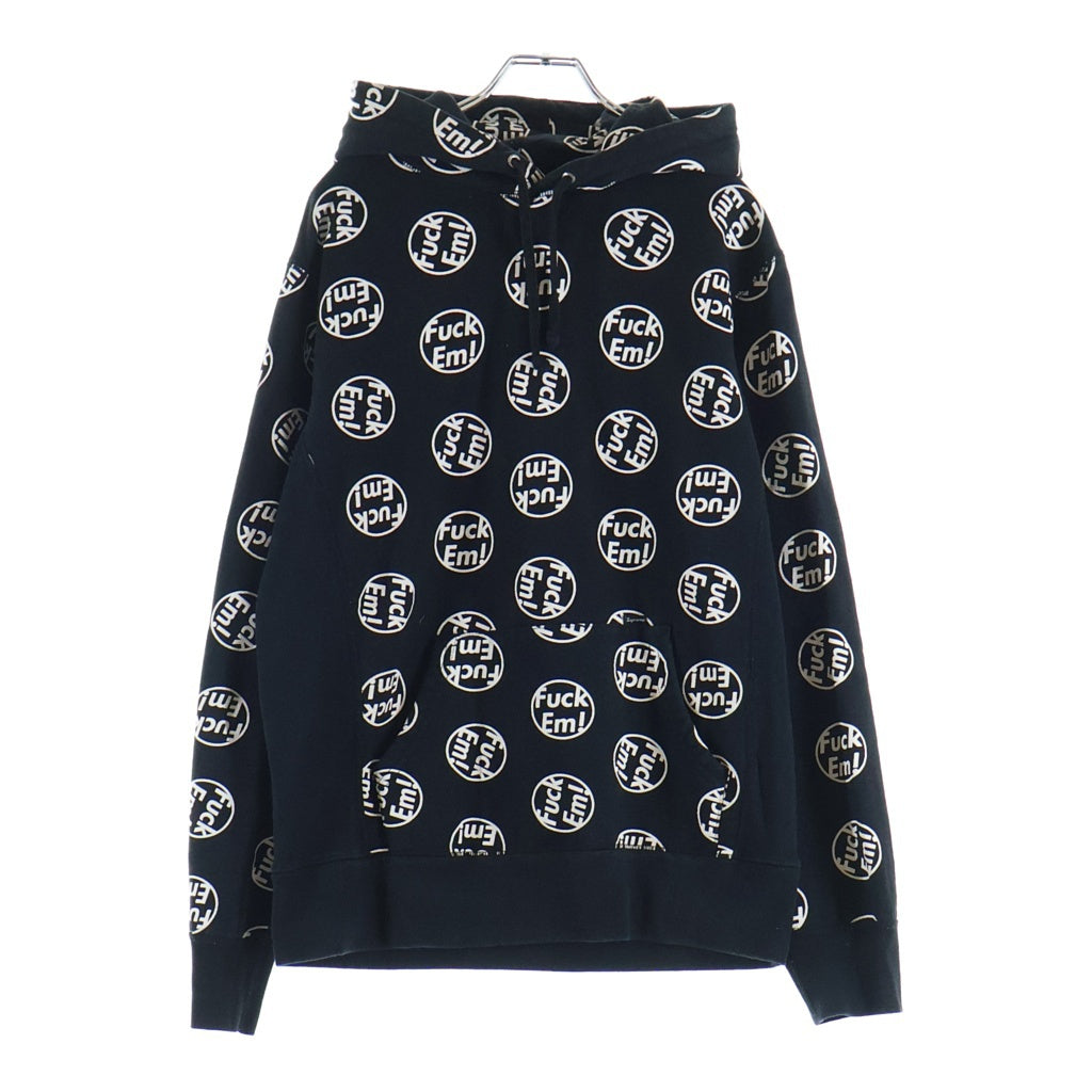 SUPREME(シュプリーム) 14AW FUCK EM! Pullover ファック 総柄 プルオーバーパーカー フーディー ブラック
